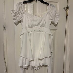 Francesca’s White Ruffle Romper